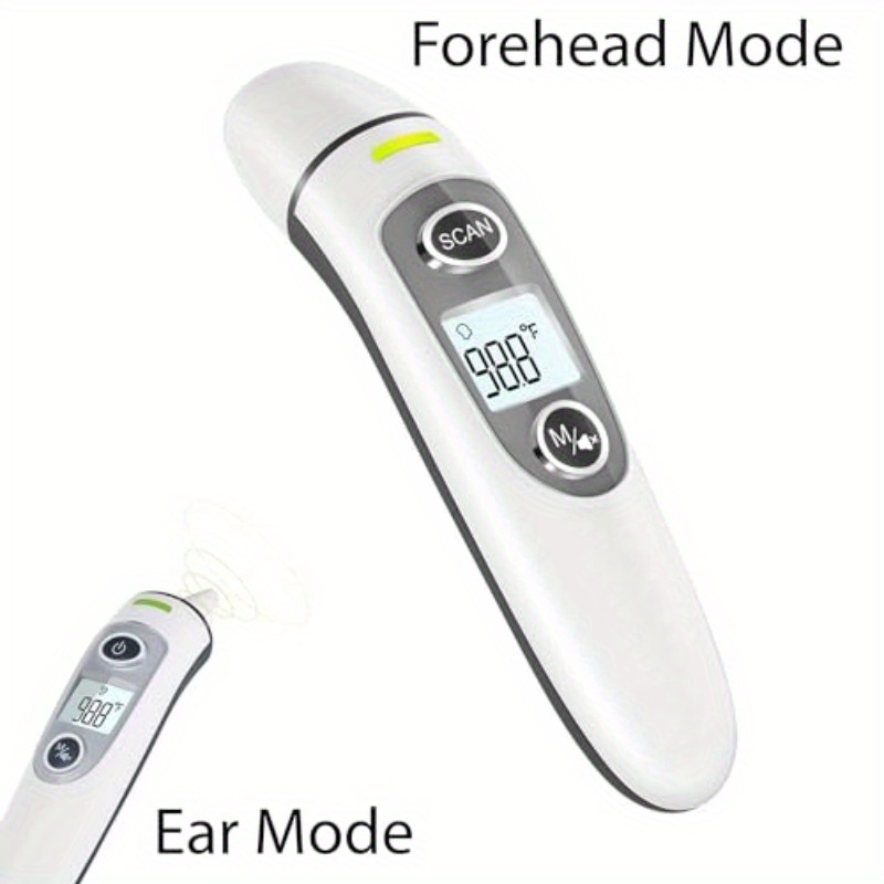 Forehead and Ear Thermometer Digital Infrared Thermometer for Youngsters Adult and Whole Family Multifunction Quick Accurate Reading Fever Alarm Record Memory, Fever Measurement, Health Monitoring, Portable Thermometer, Compact Design, Hygienic Surface, Plastic Construction, Memory Function, No Touch Thermometer, Medical Use, Adults Health