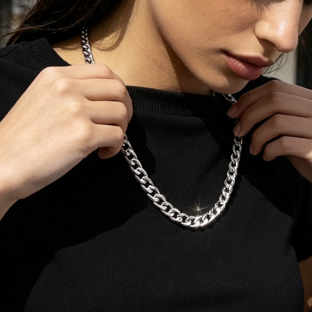 Cuban Link Chain Stainless Steel Necklace with Message Card