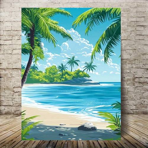 2d flat 2d flat 1pc tropical beach scene canvas art easy wall art poster for bedroom living room cute home decor unframed high quality birthday gift perfect gift