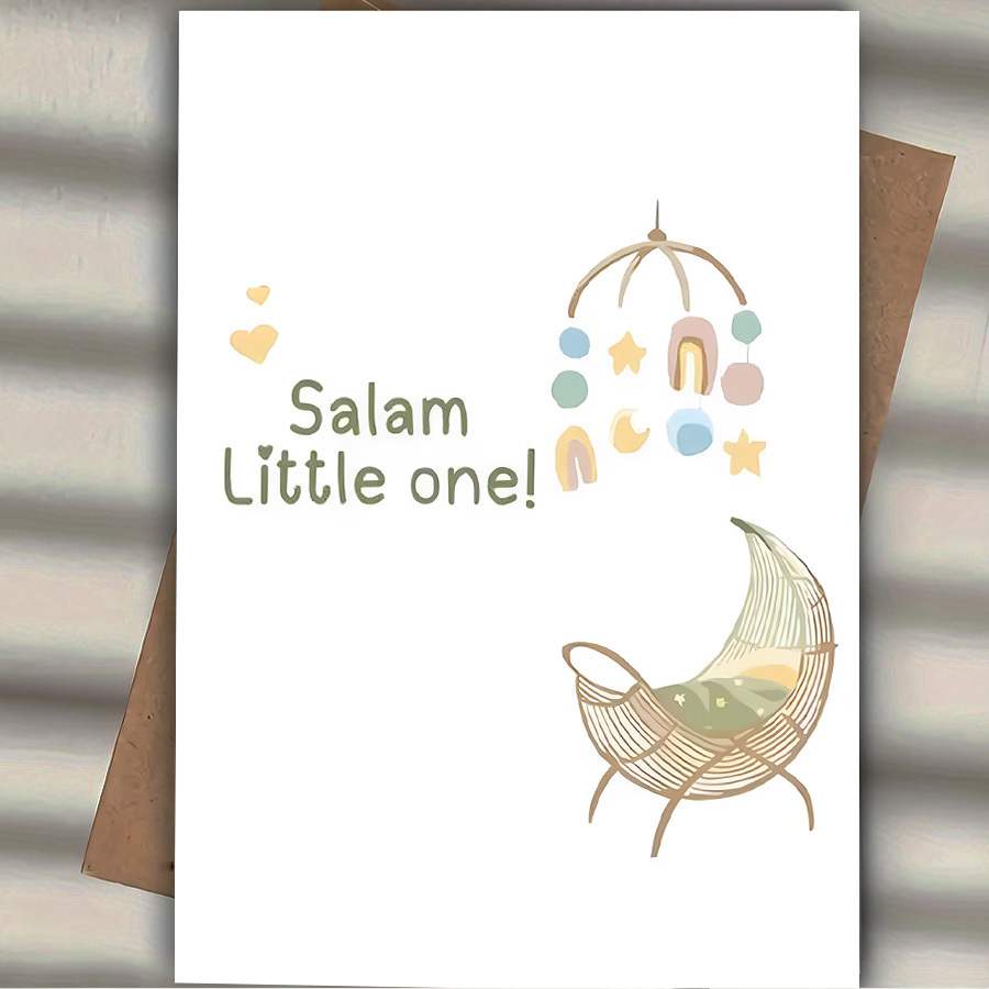 

Personalized Greeting Card - Salam Little One, Cartoon Fantasy Theme, Paper Craft, Suitable For Anyone, With Envelope For Newborn, Birthday, Valentine's Day,