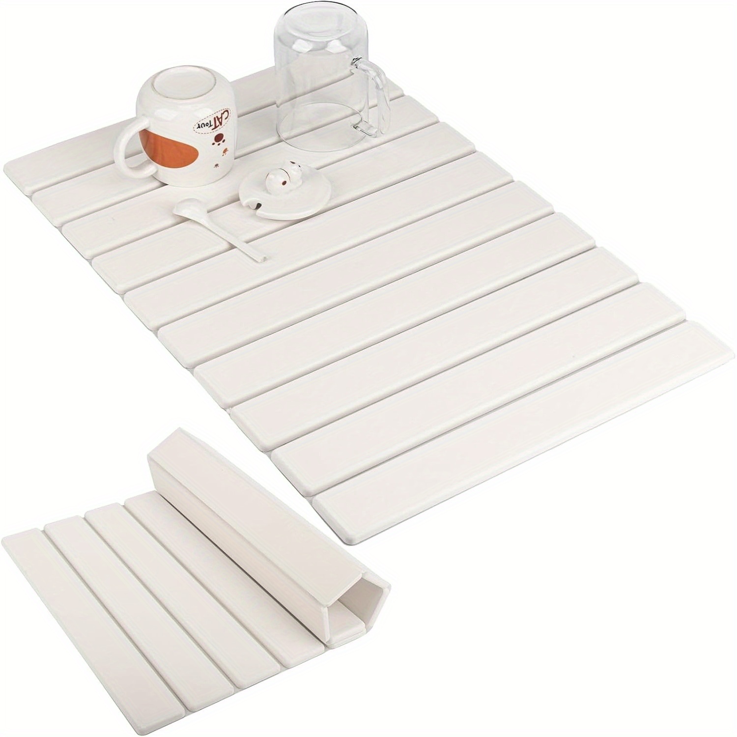 TEMU Tapis d'essorage en pour comptoir de cuisine, 24 X 16 pouces, tapis d'essorage pour vaisselle, absorption rapide , tapis de diatomite - Blanc