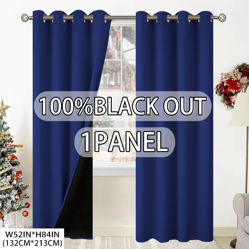 TEMU 1pc, 100% Blackout Sunshade Insulating Curtain, Darkening Indoor Space, Solid Color Material Lined, Lightweight, Top-punch Hanging Style, Modern