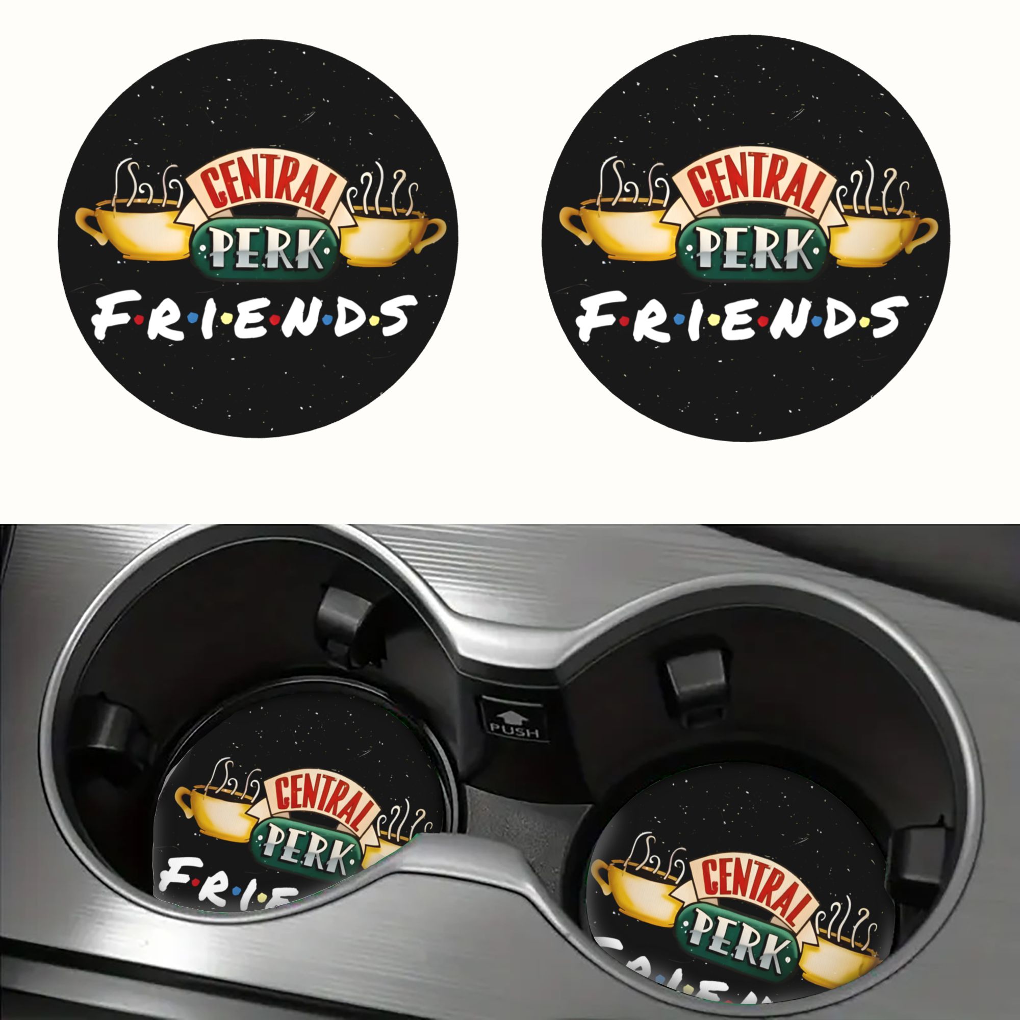 TEMU 2pcs Theme Car Cup Holder Coaster, Anti-slip And Shockproof Universal Car Cup Holder Coaster, Universal Car Interior Accessory, Ideal Gift For