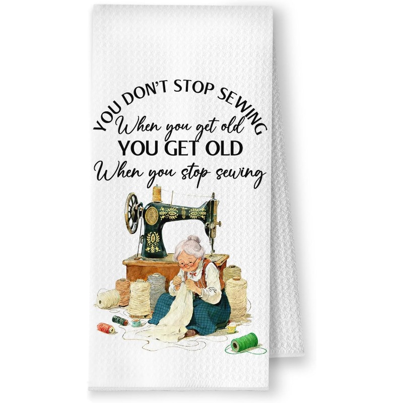 TEMU 1pc Fun Sewing Theme Cleaning Cloth, Suitable Gift For Sewing Enthusiasts And Quilters, Featuring Sewing Machine Pattern, Machine Washable