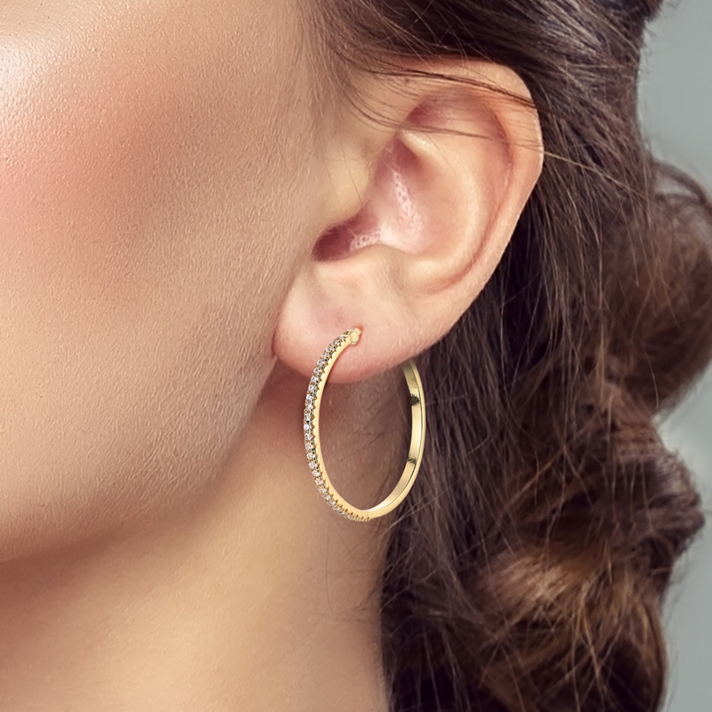 MULA Golden Stud Earrings S925 Pure Silver Round Hoop