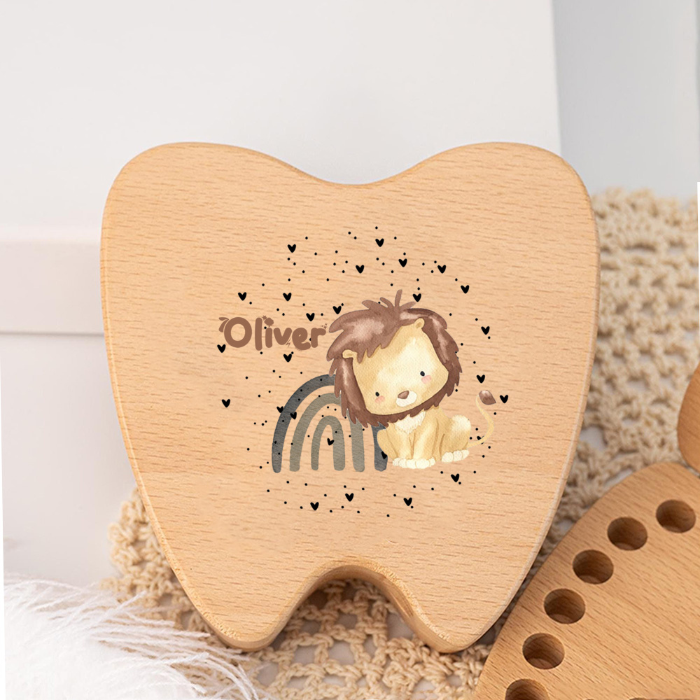 TEMU Personalisierte Aufbewahrungs-Geschenkbox – Gedenkbox mit Tiermotiv, Name – Aufbewahrungsbox für Nabelhaar Zähne – Langlebige Aufbewahrungsbox