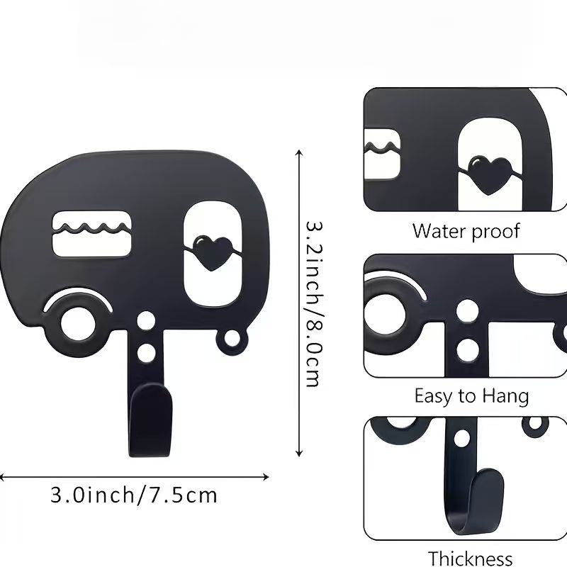 TEMU Portachiavi da campeggio 1 pz, per decorazione da parete in metallo, decorazione per , accessori da campeggio per roulotte da viaggio, gancio