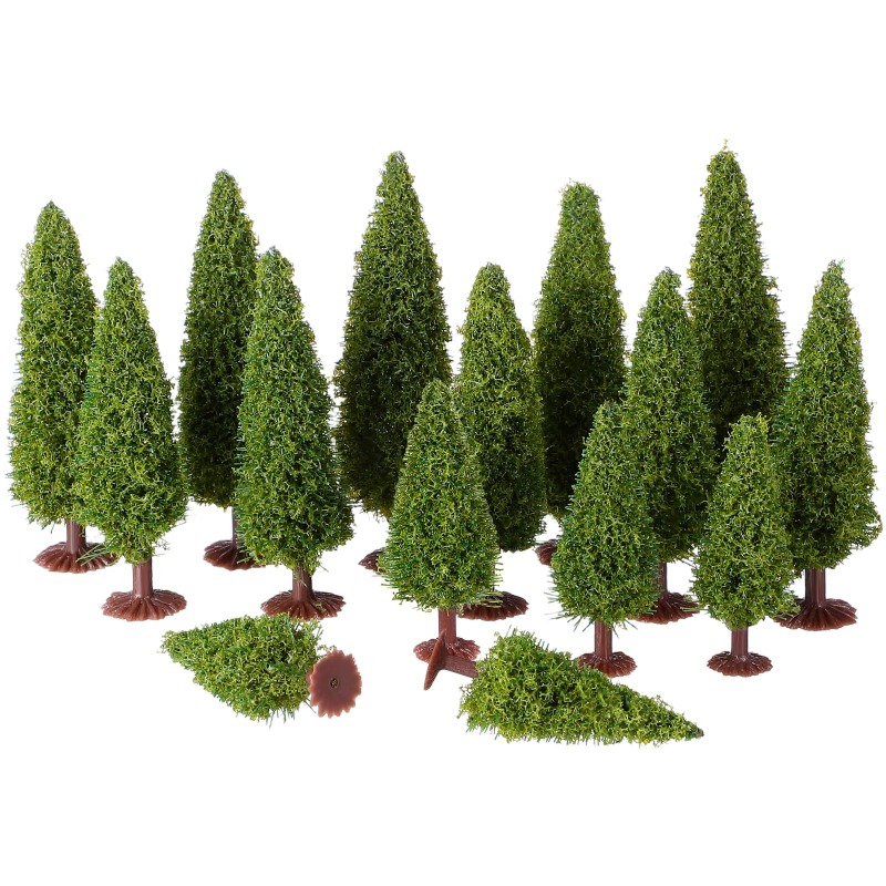 Image of Set Of 15 Small Cedar And Pine Tree Models For Your Own Village Diorama, Enhancing Train Scenery, And Outdoor Decoration (sizes: 5.5/7/10cm)