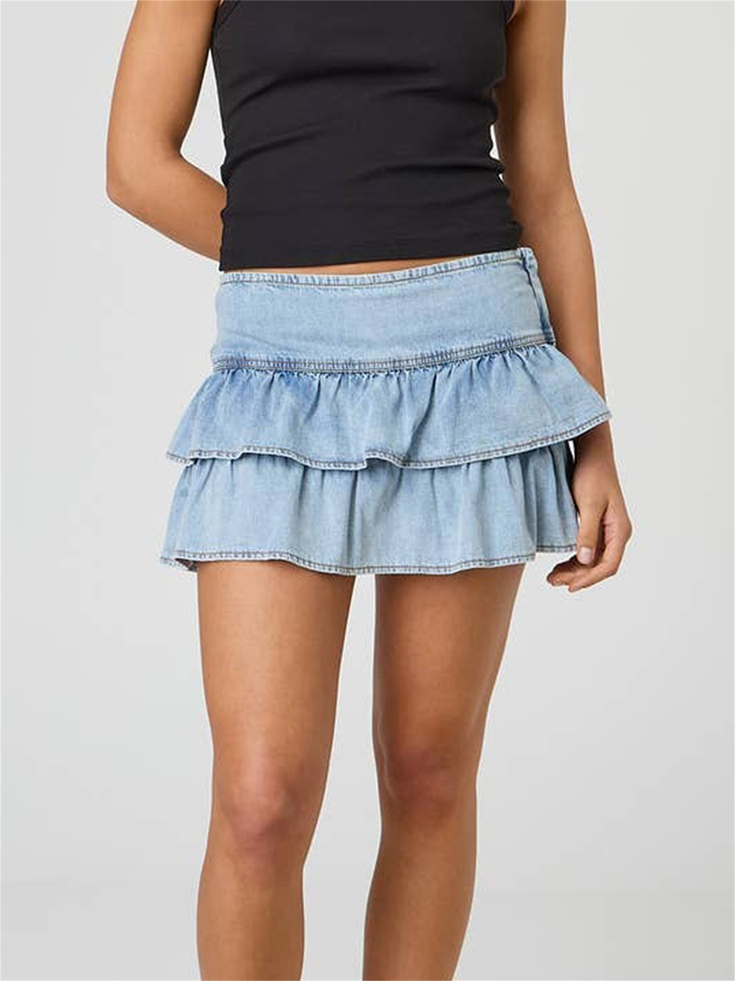 【COLOR iN ID】Juicy Skirt Layered Denim Juicy Couture Faux Denim Skirt Indigo Dye MD (US 6-8) at