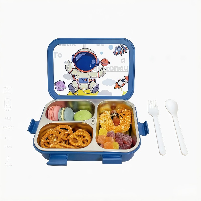TEMU [stainless Steel Lunch Box] 1pc-304 Stainless Steel Lunch Box, Inner Container With Cutlery, Built-in Isolation To Prevent Odor Bento Box,