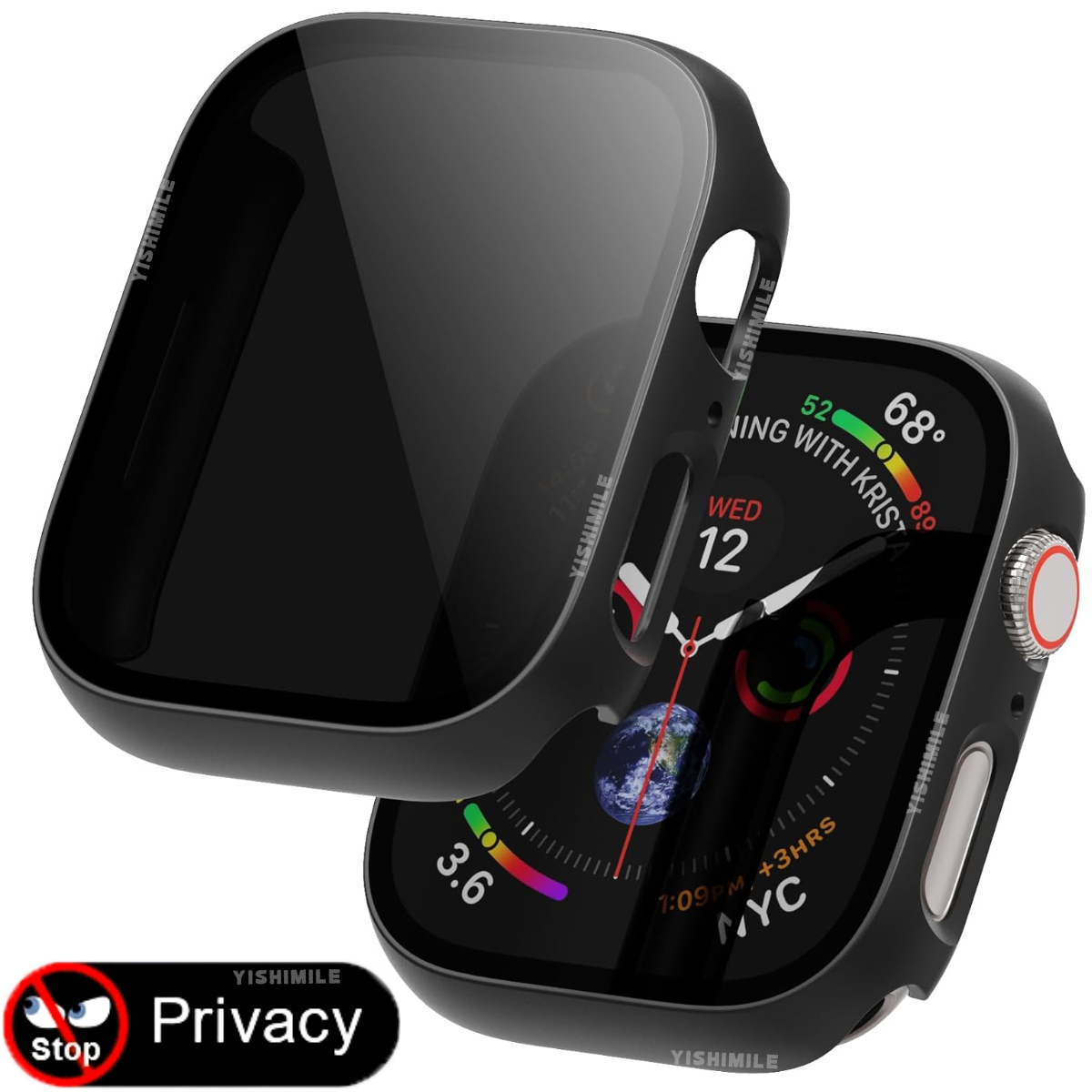 TEMU 1-pack Case With Privacy Screen Protector, Suitable For Watch /5/6/7/8/9/10/11/se/se2/se3 40/41/42/44/45/46mm/watch Ultra/ultra 2/ 49mm,