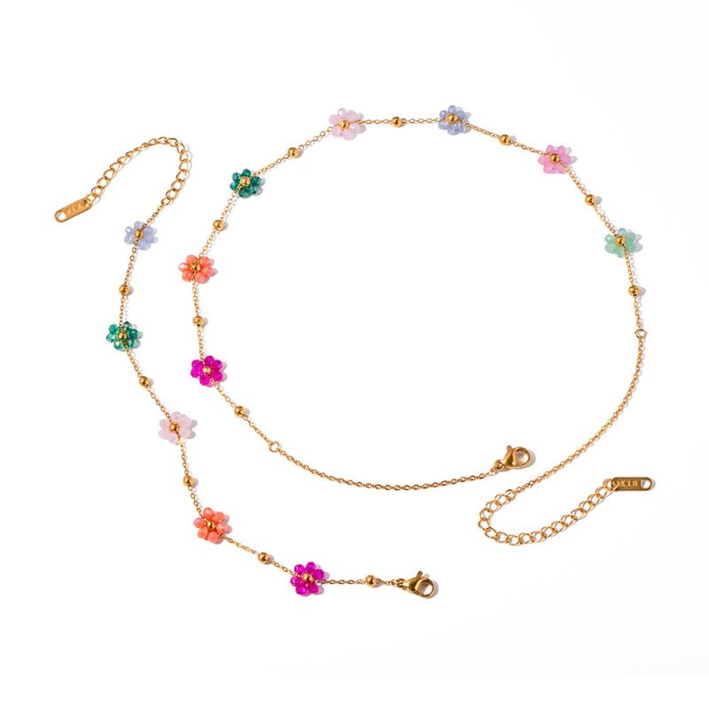 Boho Stainless Steel Necklace & Bracelet Set for Special Occasions