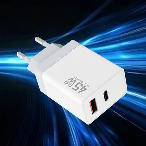 item picture usb c gan fast charger 45w 2 port super fast charger pd qc 3 0 fast charger type c wall charger fast charging for iphone samsung xiaomi series laptop charger phone charger