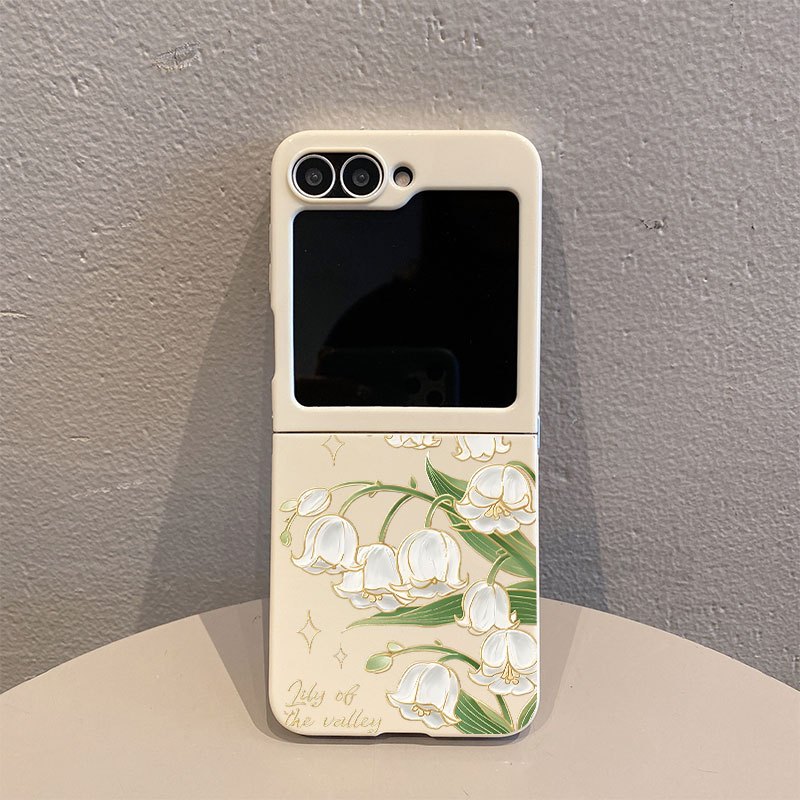TEMU Phone Case: 7118 Lily Of The Valley Tulip Rice White Tpu Painted Pattern Case, Suitable For Galaxy Z Flip 7/7se/fe, Z Flip 6, Z Flip 5, Z Flip