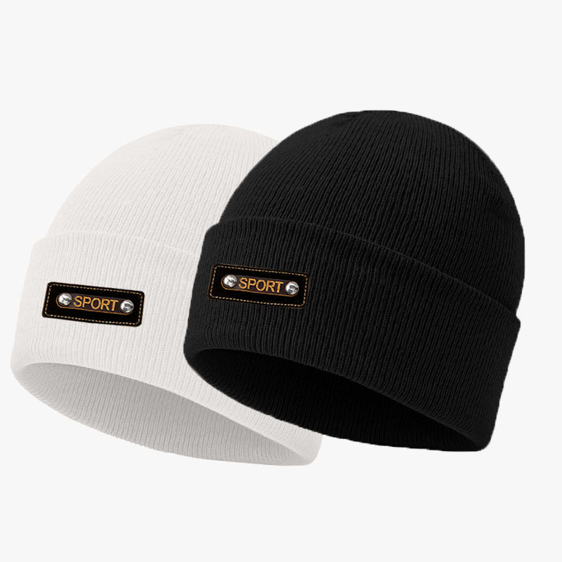 2pcs Thick Warm Knit Beanies, Versatile Outdoor Hats