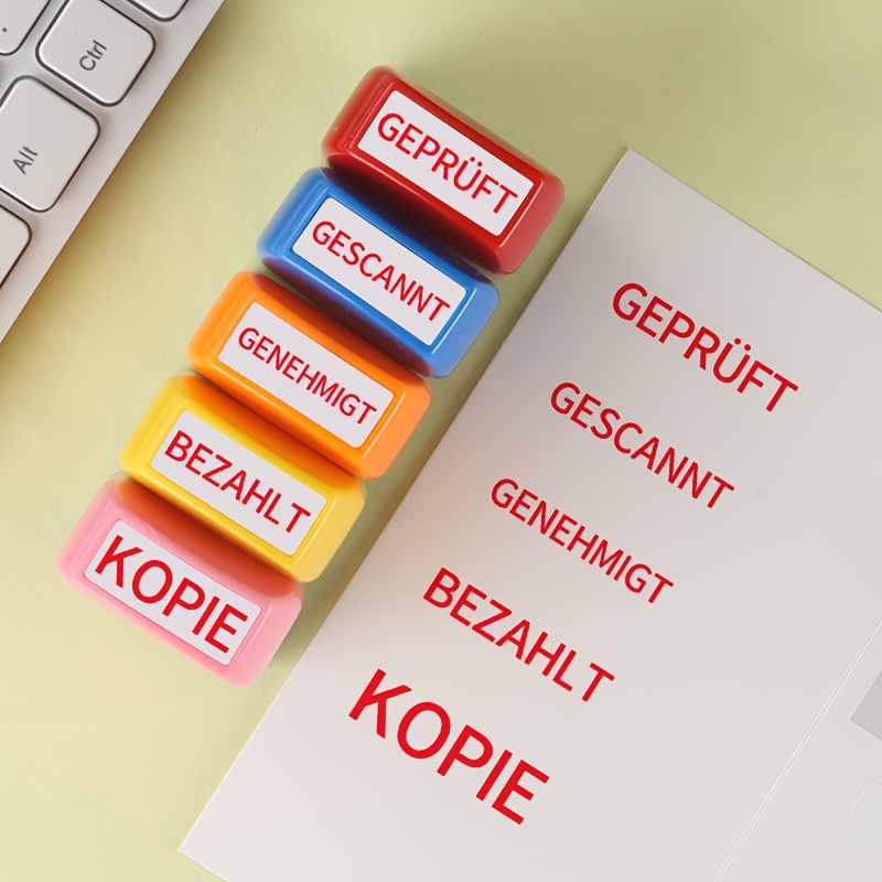 Image of Set Of 5 German Office Paid Stamps, Kopie, Gescannt, Auto-fill Business Stamps- Suitable For Third-party , Accounting, And Work