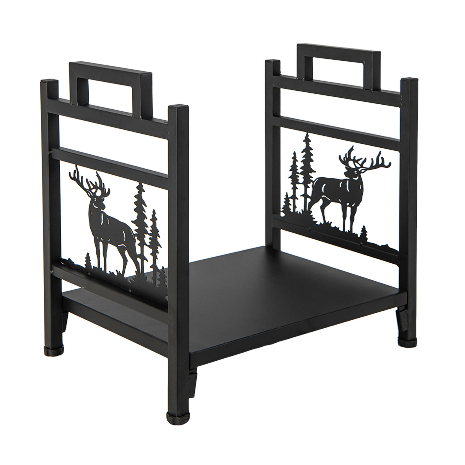 TEMU Porte-bois de cheminée en métal de 18,5 pouces, support à bûches avec poignées, base solide, d' et d'arbre, support de rangement pour bois pour