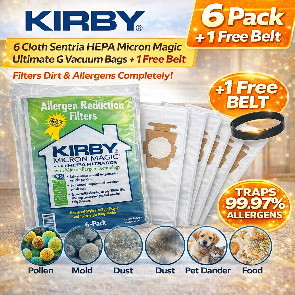 6 pack vacuum bags compatible with   and   g cloth hepa filtration bags and 1 belt dust bags