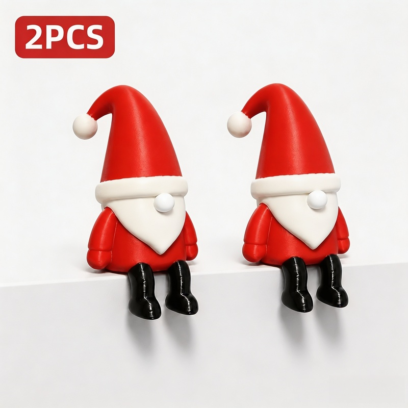 TEMU 2 piezas de mini gnomos de Papá Noel para estantes - Plástico / Decoración colgante para estantes con patas de para sentarse y diseño colgante,