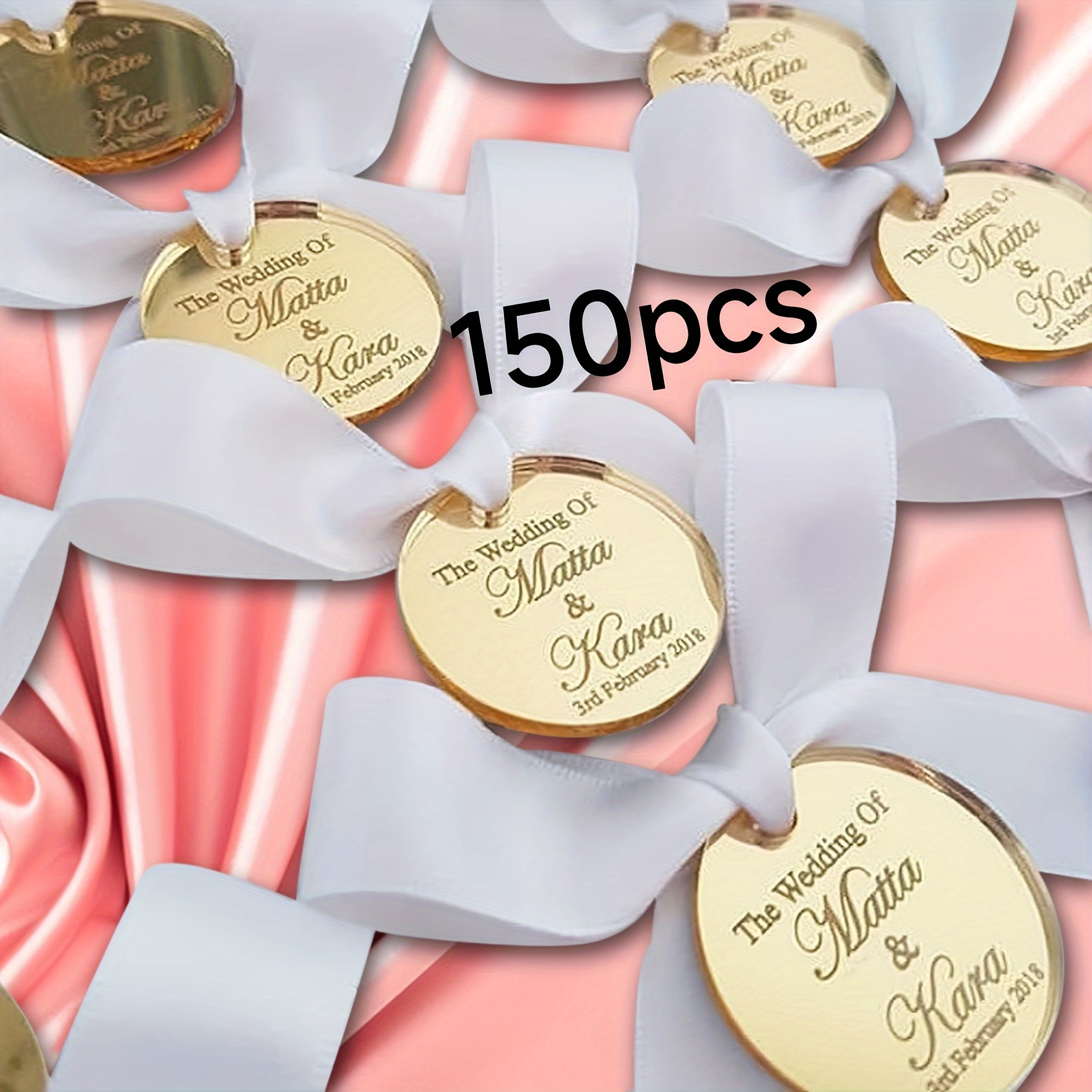 TEMU Étiquettes acrylique doré personnalisées, étiquettes de nom de mariage, étiquettes de remerciement, étiquettes "", étiquettes de Saint-Valentin,
