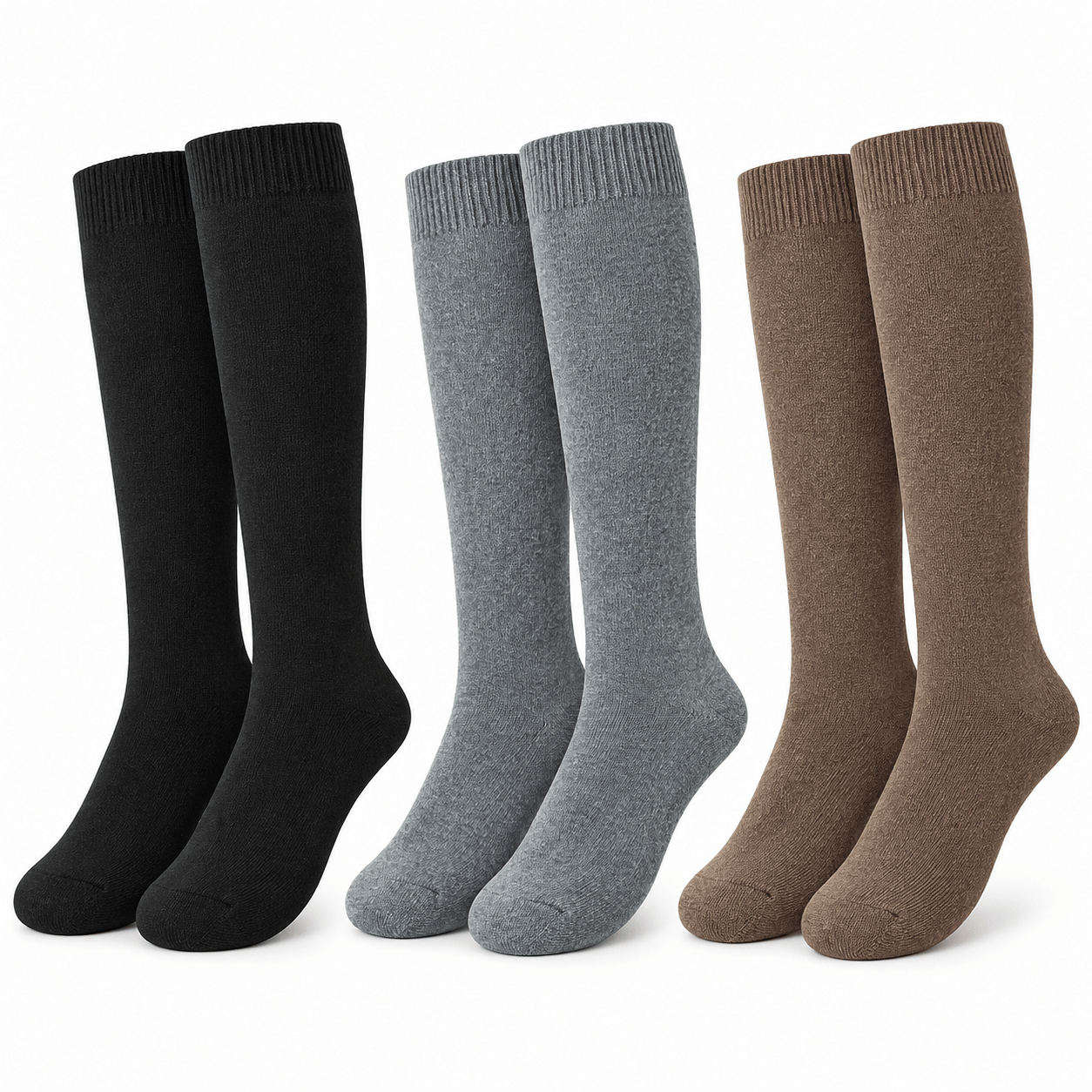 TEMU 3 Paires de Chaussettes Hautes Épaisses et Chaudes pour Femmes, Chaussettes Longues d'Automne Hiver en , Chaussettes de Bottes Élastiques Douces