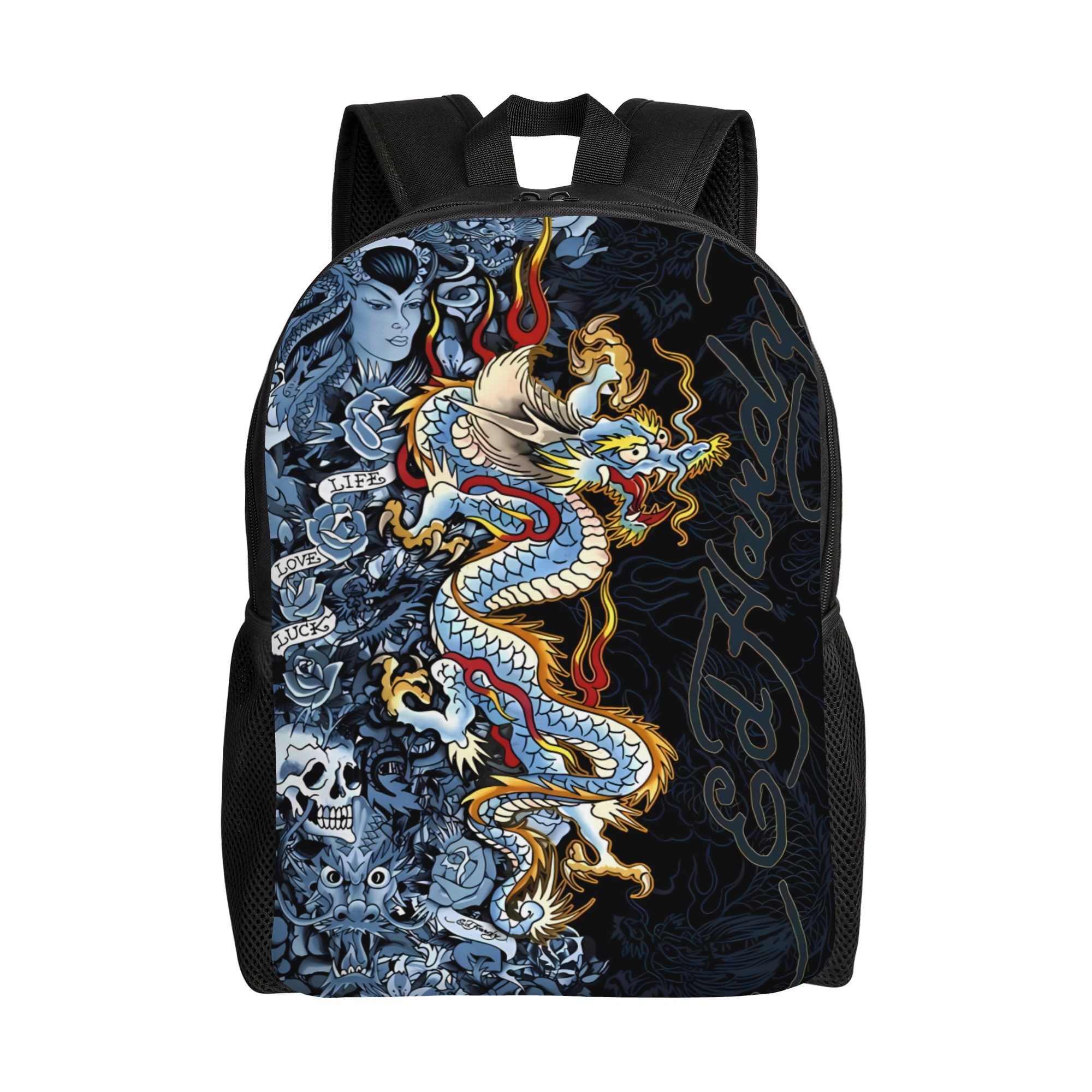 TEMU 2d Print Design Dragon Tattoo Style Backpacks Casual Print Student School Bag Travel Bags Laptop Daypack Adjustable Straps