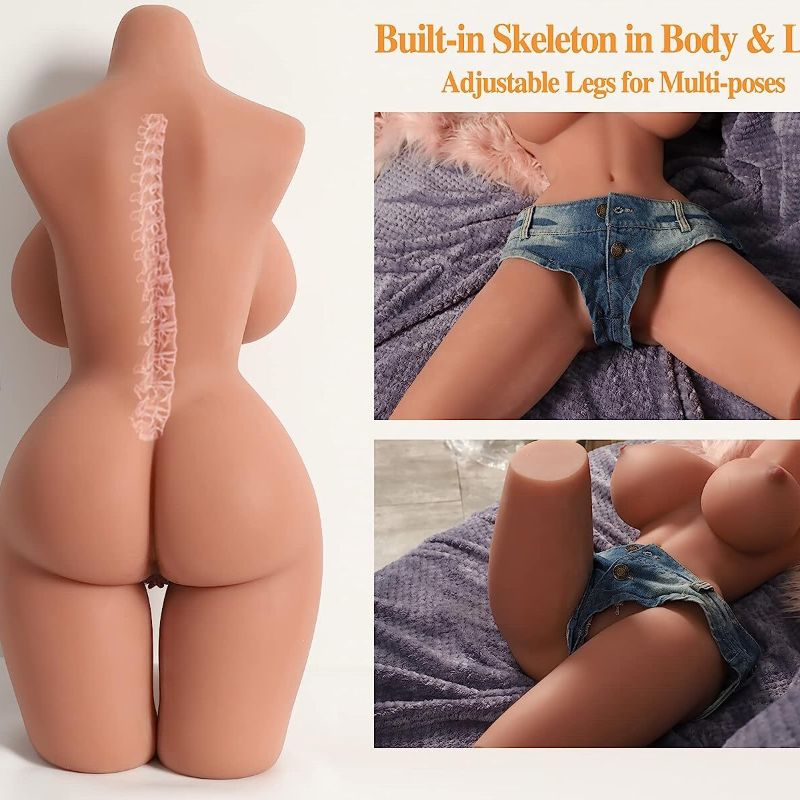 24.25LB Life-Size Sex Doll Torso - Realistic Brown Female Sex Doll with Soft Large Breasts, Large Buttocks, And Vagina; Male Masturbation Sex Doll; Used As a Vaginal, Anal, And Breast Sex Toy; Couple Adult Sex Toy