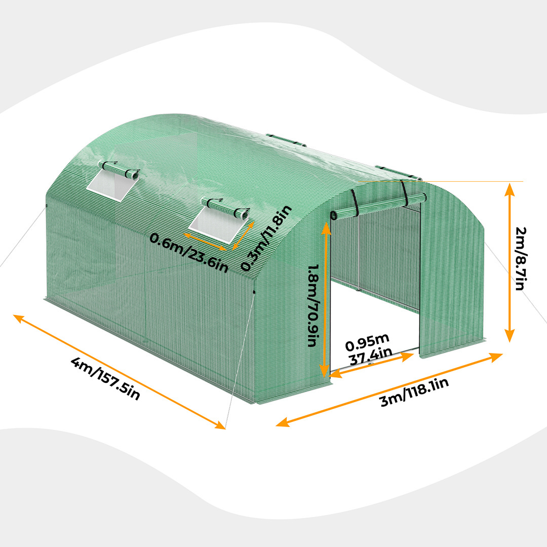 Greenhouse, Plant Cultivation Greenhouse, Uv-proof, Vegetable, Tomato And Flower Greenhouse, Stable, Suitable For Garden, Courtyard And Balcony, 400x300x200cm/ 600x300x200cm/800x300x200cm