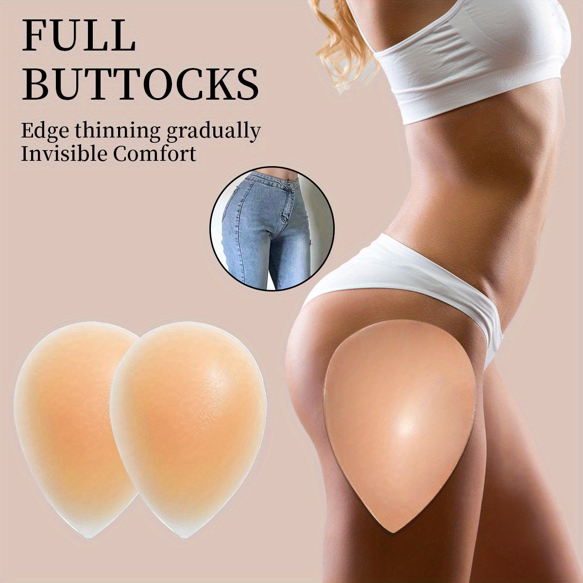 Silicone Hip Plump Hip Plump Patch, with Super Stickiness, Water Drop Shape Naturally Fits the Skin, Creating a Beautiful Body Shape, Suitable for Tight Pants, Hip Skirt and Other Wear