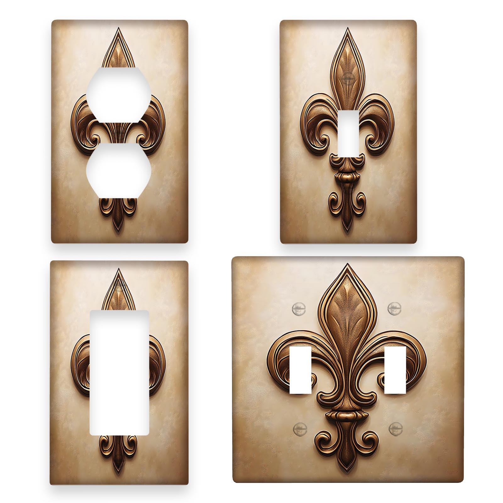 

Fleur Pattern Light For Switch Cover - Decorative Wall Plate For Single Or Double Gang, Reusable Pc Material, Country Bathroom & Bedroom Decor