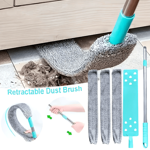1pc extendable duster with 3pcs replacement heads soft bristles under furniture cleaning ergonomic handle no battery needed for bedroom room car and outdoor use home cleaning tool home storage tool duster cleaning tool