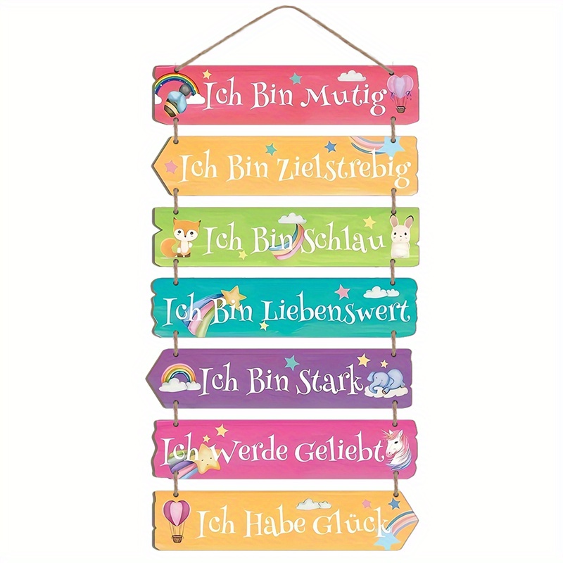 7 Panels/set German "i Have , I Am , I Am, " Encouragement Inspiration Text Wooden Plaques Signs Wall Hanging Decoration Home Decor Room Decor Festival Gifts For