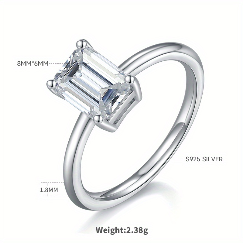 Women's S925 Silver Moissanite Wedding Engagement Ring
