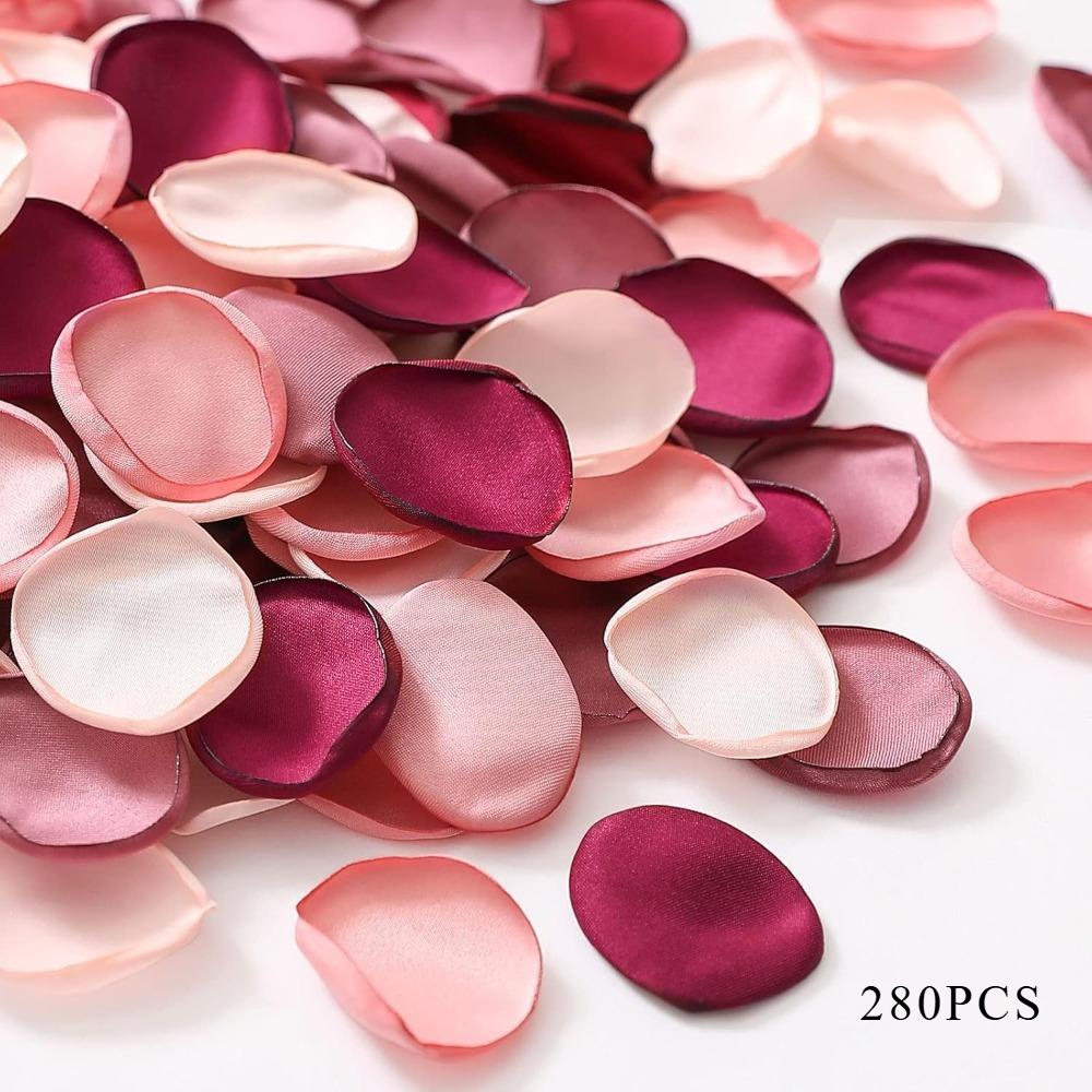 Image of 140/280pcs Rose Petals Artificial Flower Petals For Weddings Burgundy Fake Petals Petals For Proposal Basket Aisle Runner Bridal Shower (4 Color Mixes)