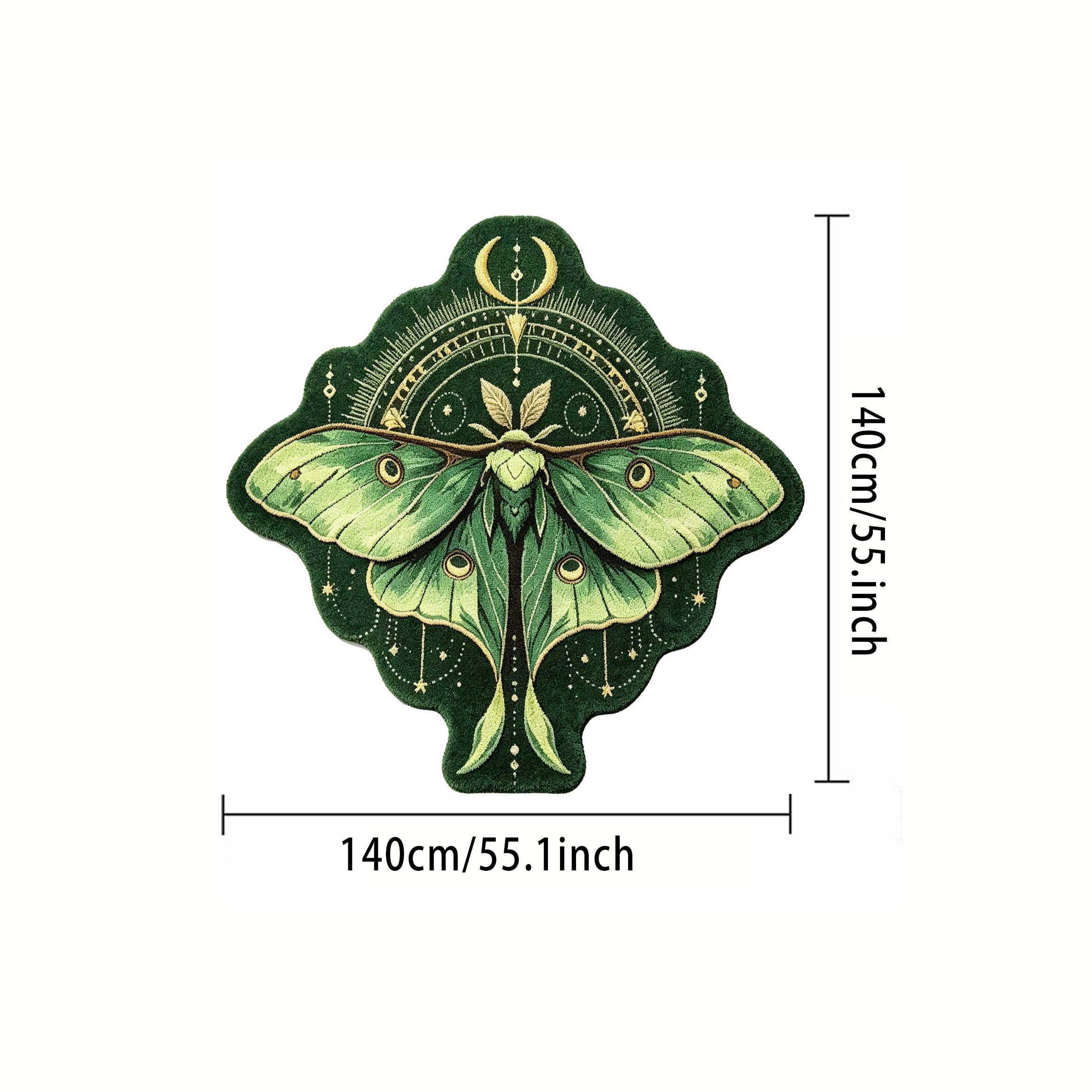 TEMU Base, 7.5mm Thick 1pc, Decorative Rug, Gradient Green Moth , Skin-friendly Dense Plush Bedroom Bedside Carpet, Irregular Entrance Door Mat,