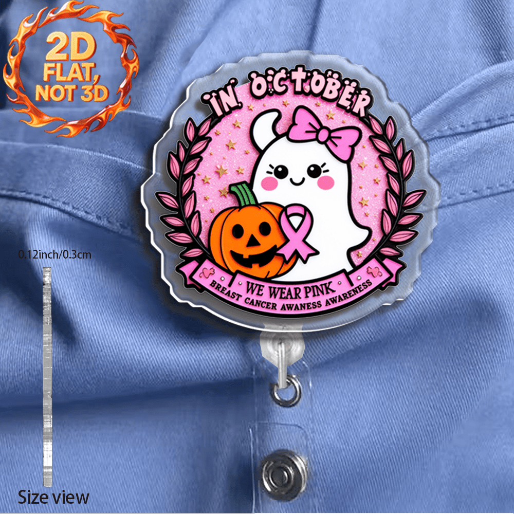 TEMU 2d Flat Acrylic, Retractable Badge Reel | Cute And Fun Acrylic Id Badge Holder With Clip, Featuring And , Suitable For Hospital, Nurse Passes,