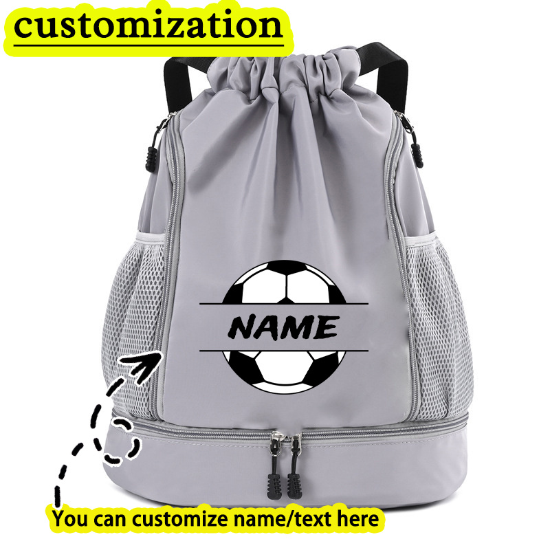 TEMU Customizable Name/text Football Print Backpack With Shoe Compartment & Wet/dry Separation - Large Capacity Lightweight Suitable For Travel, Gym,