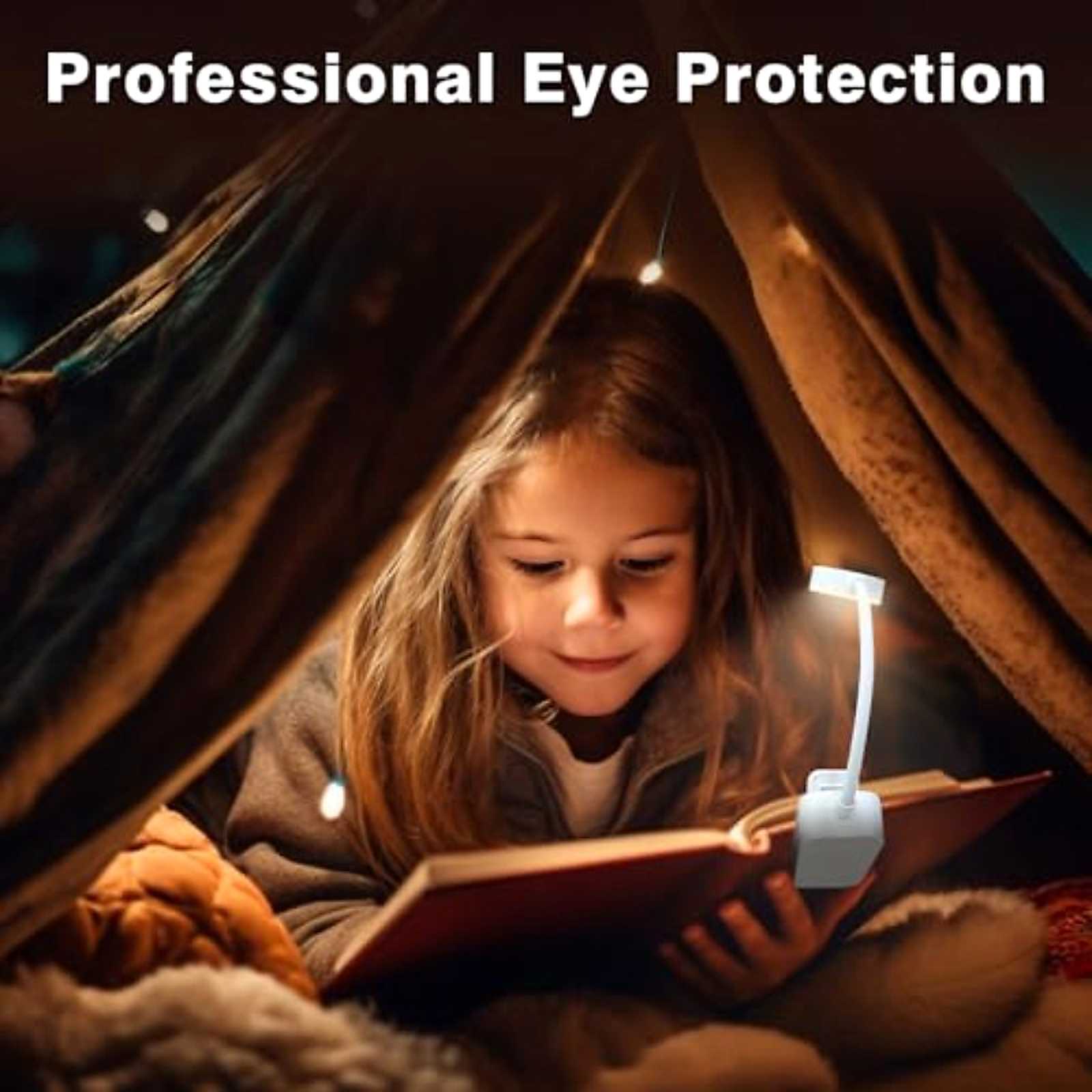 Battery Powered Clip-On Reading Light, IP55 Rated Compact LED Book Lamp