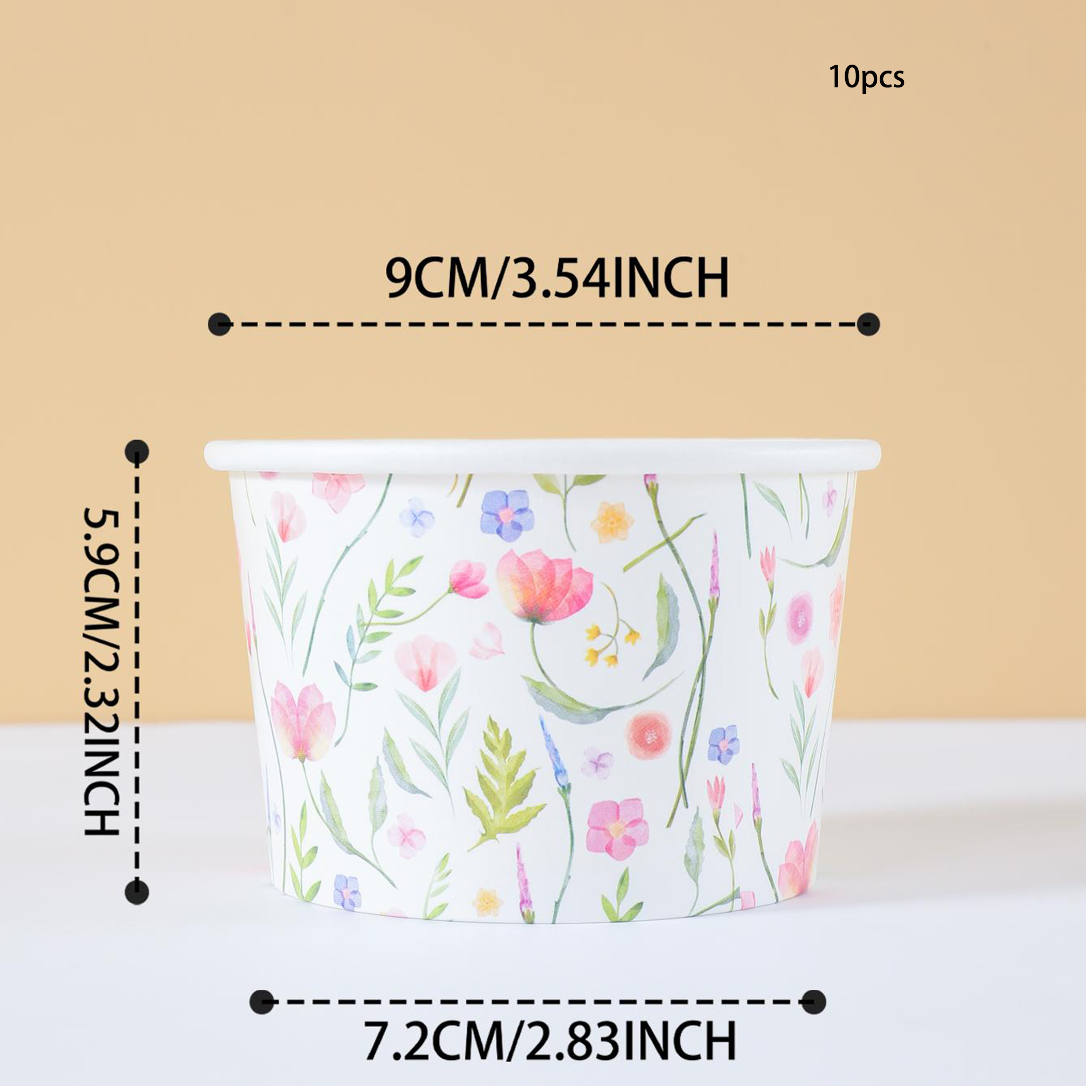Image of 10/25pcs Paper Bowls, White With Floral Pattern, Party Decorations, Party Bowls For Birthday Parties, Gatherings, Receptions, Celebrations, And Decorative Supplies Gifts