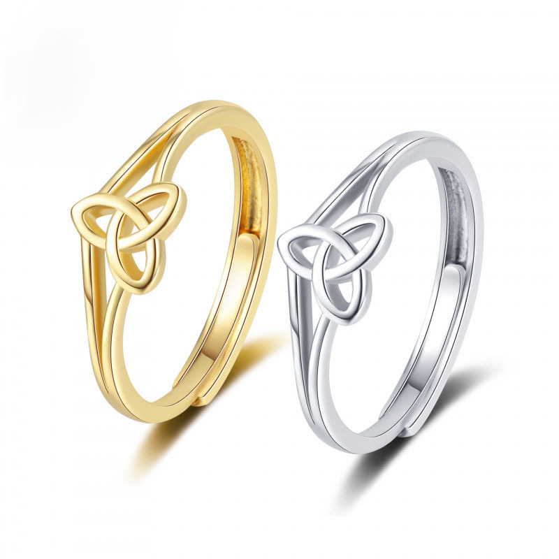 Women's Celtic Knot Adjustable Ring, Elegant Retro Design