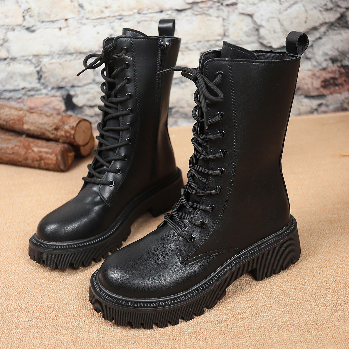 Womens Chunky Platform Ankle Boots Slip Resistant Rubber