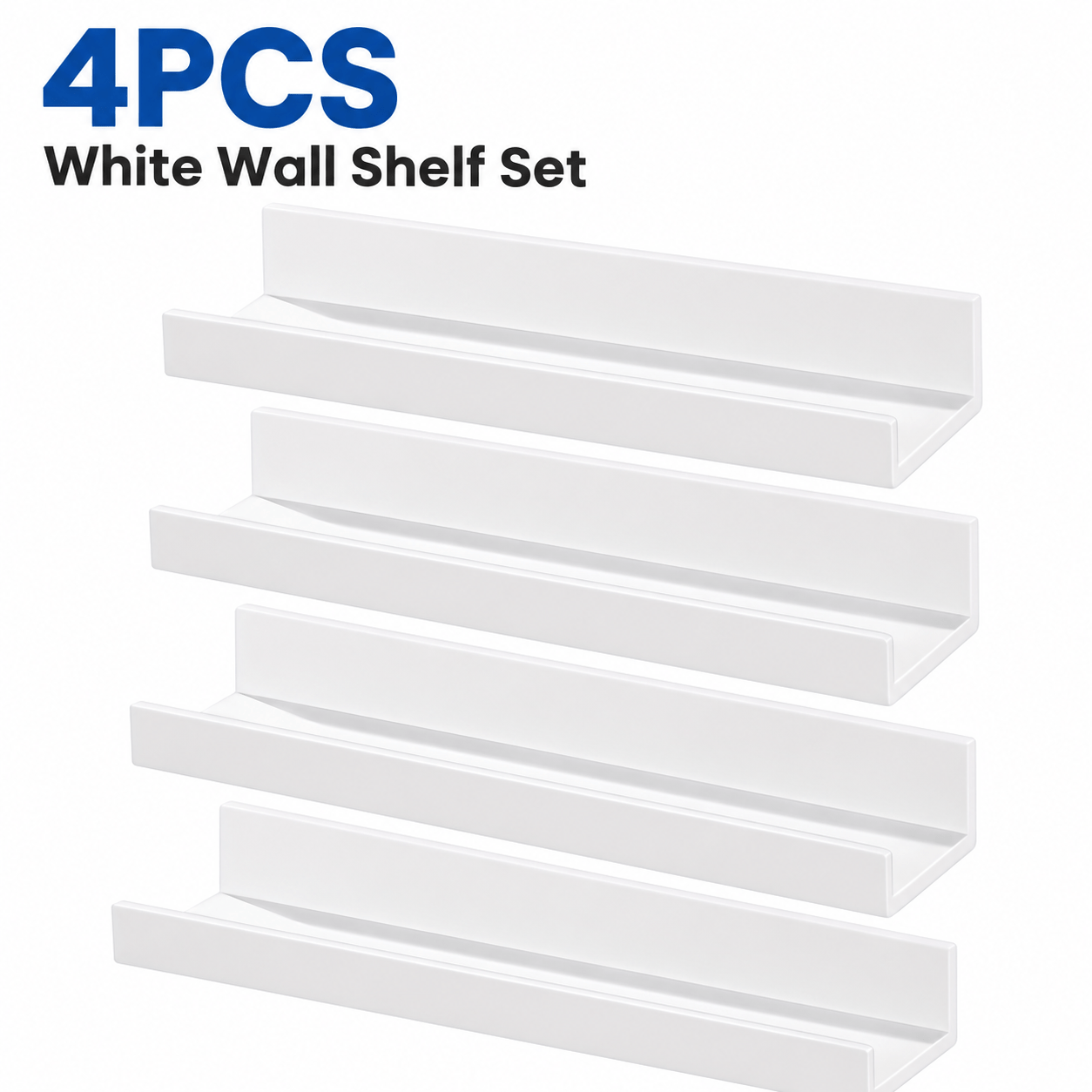 TEMU 4pcs No-drill Wall-mounted Shelves, Strong Adhesive, Stable Load-bearing, Space-saving, Suitable For Bathroom Storage, Wall Storage Additions,