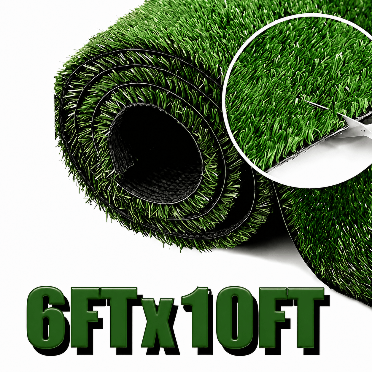 TEMU 6ft X 10ft Artificial Grass Outdoor, 60 Sq Ft 0.4in Cesped Artificial Exterior, Realistic Lawn For Patio Backyard Balcony Garden Yard, Indoor