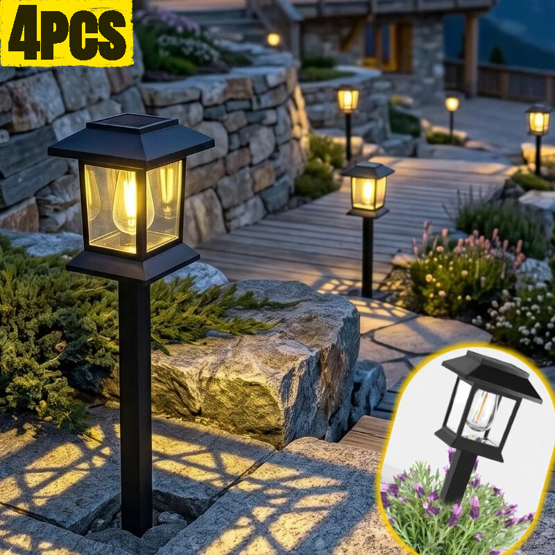 Image of 4pcs Lights, Cobblestone Landscape Lighting For Private Garden Lawn, Outdoor Ground Spotlight For Yard Patio Pathway, Aesthetic Decor