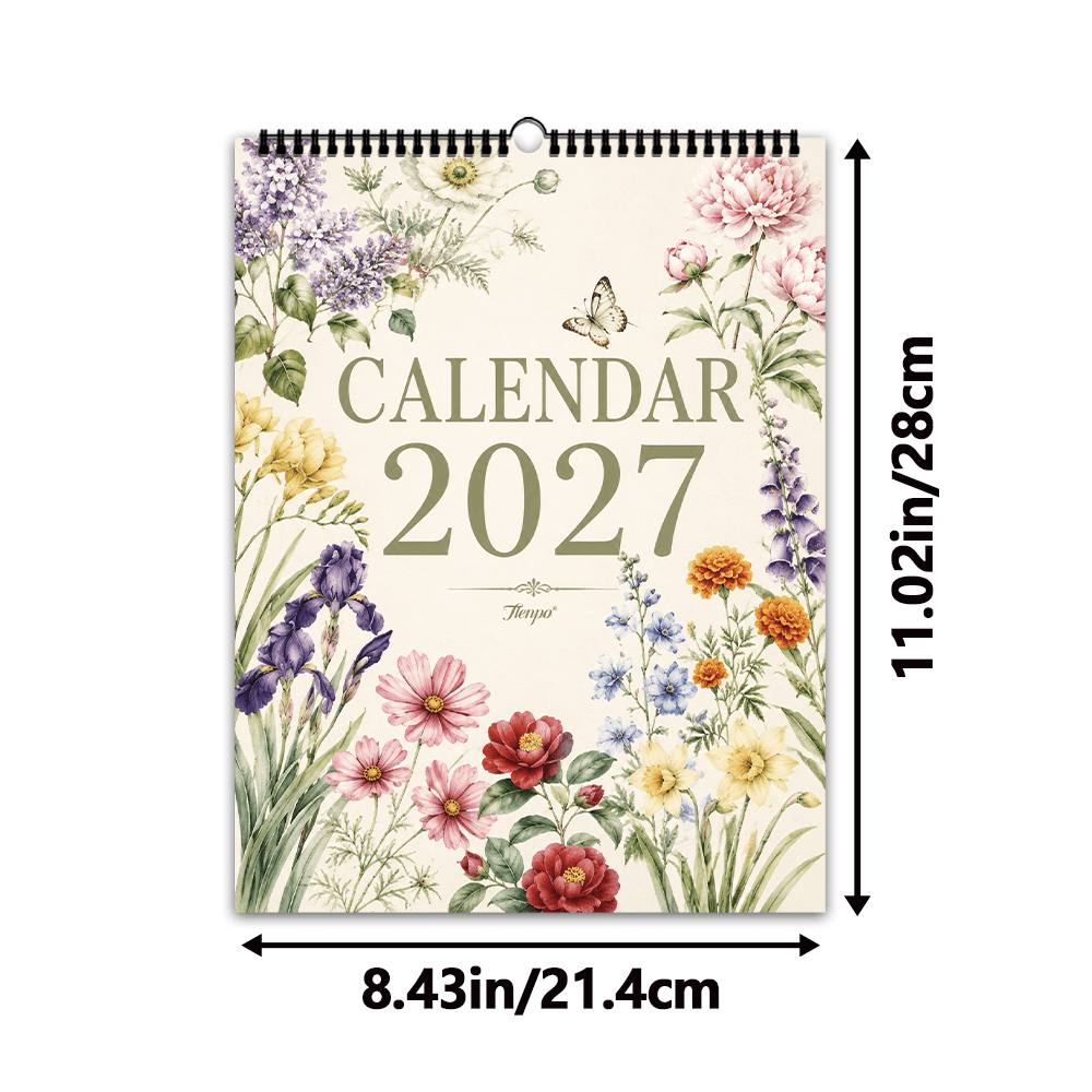 TEMU 1pc, , Retro Floral Botanical Atlas Wall Calendar, Literary Floral Enthusiast Wall Calendar, Decorative Calendar, Suitable For Home, Office,