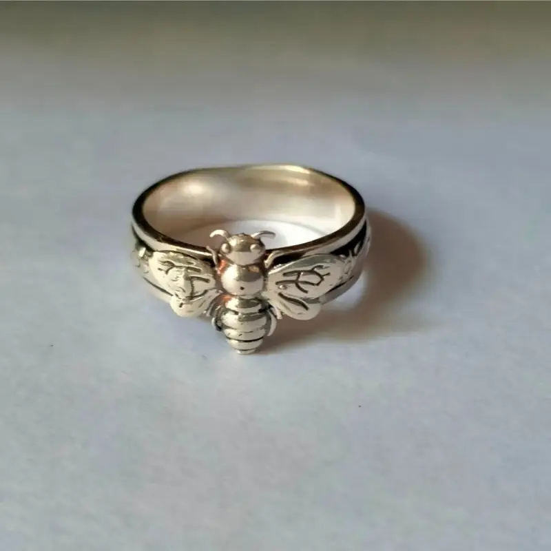bee ring, spinner ring, anxiety ring, worry ring, designer ring, boho ring, texture ring, band ring, ring, gift for.., unusual rings for, for teenager Product details 0