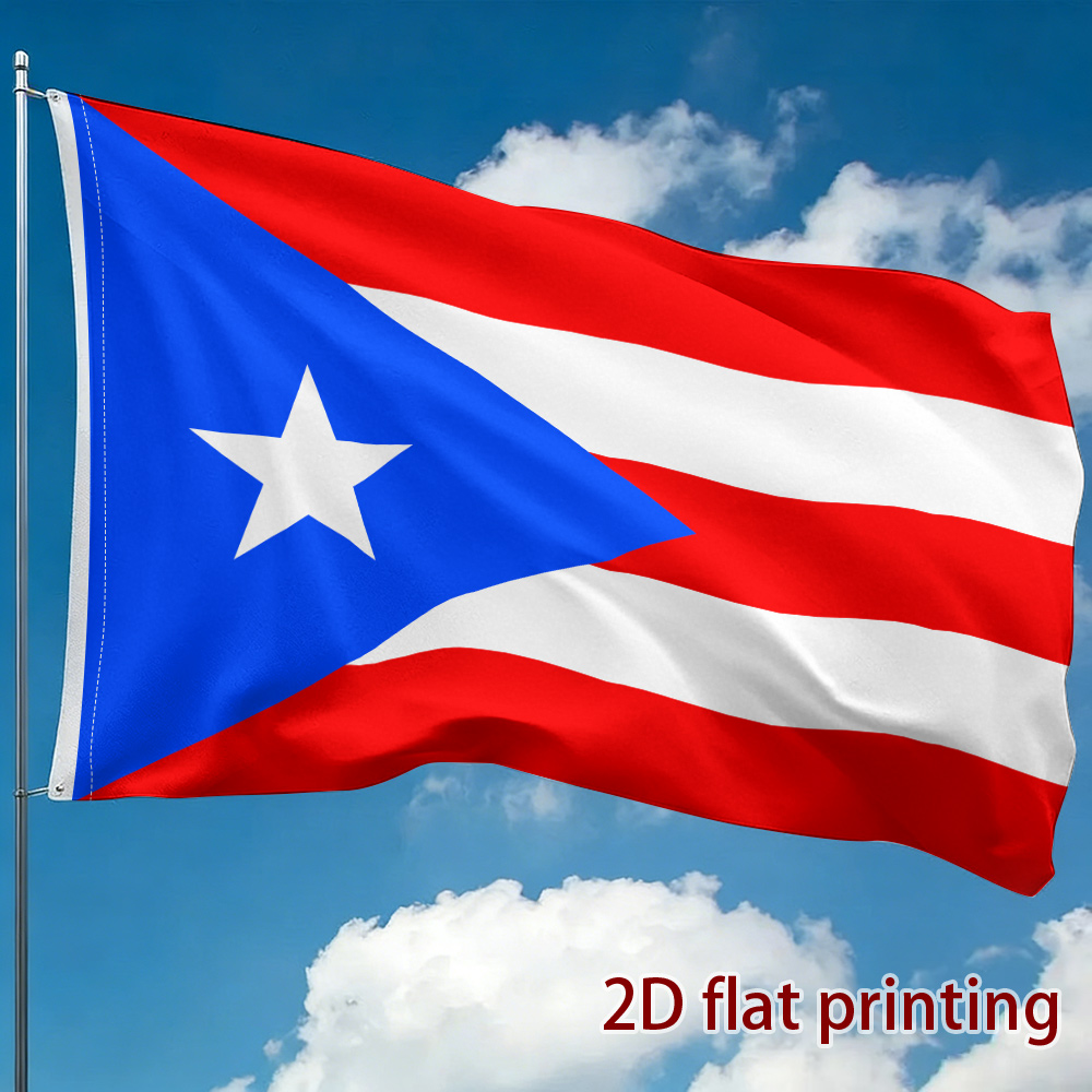 TEMU 2d Flat - 2d Flat Puerto Flag Pattern Single-sided Print, Flag, National Themed Hanging Flag, Decorative Flag, Hanging Flag, Suitable For Sports