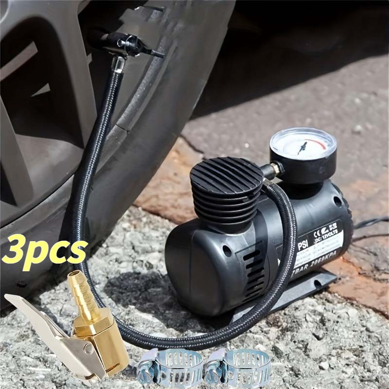 item picture a set of 3pcs sturdy air pump clamps   designed for 6mm tire inflation   connectors   with lever mechanism suitable for cars trucks suvs and motorcycles   a must for vehicle maintenance