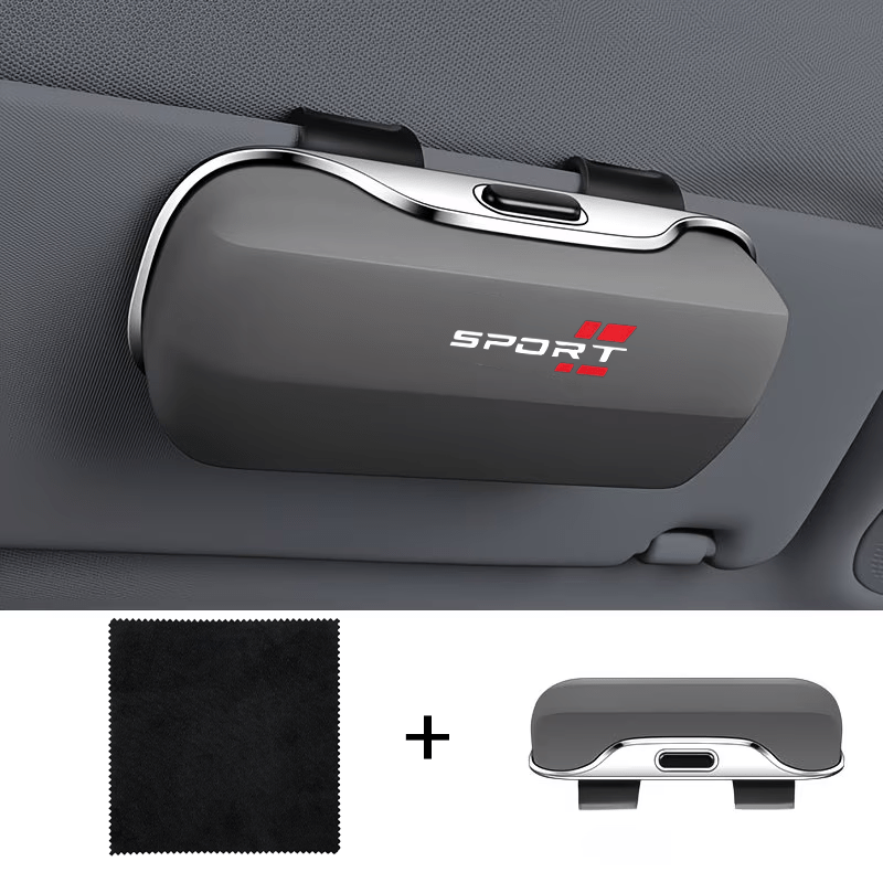 TEMU Men' Eyeglass Case With Visor Mount & Storage Box - Quick-install Dashboard Suitable For Vehicle Use, Compact For Driving, Holder For Fashion