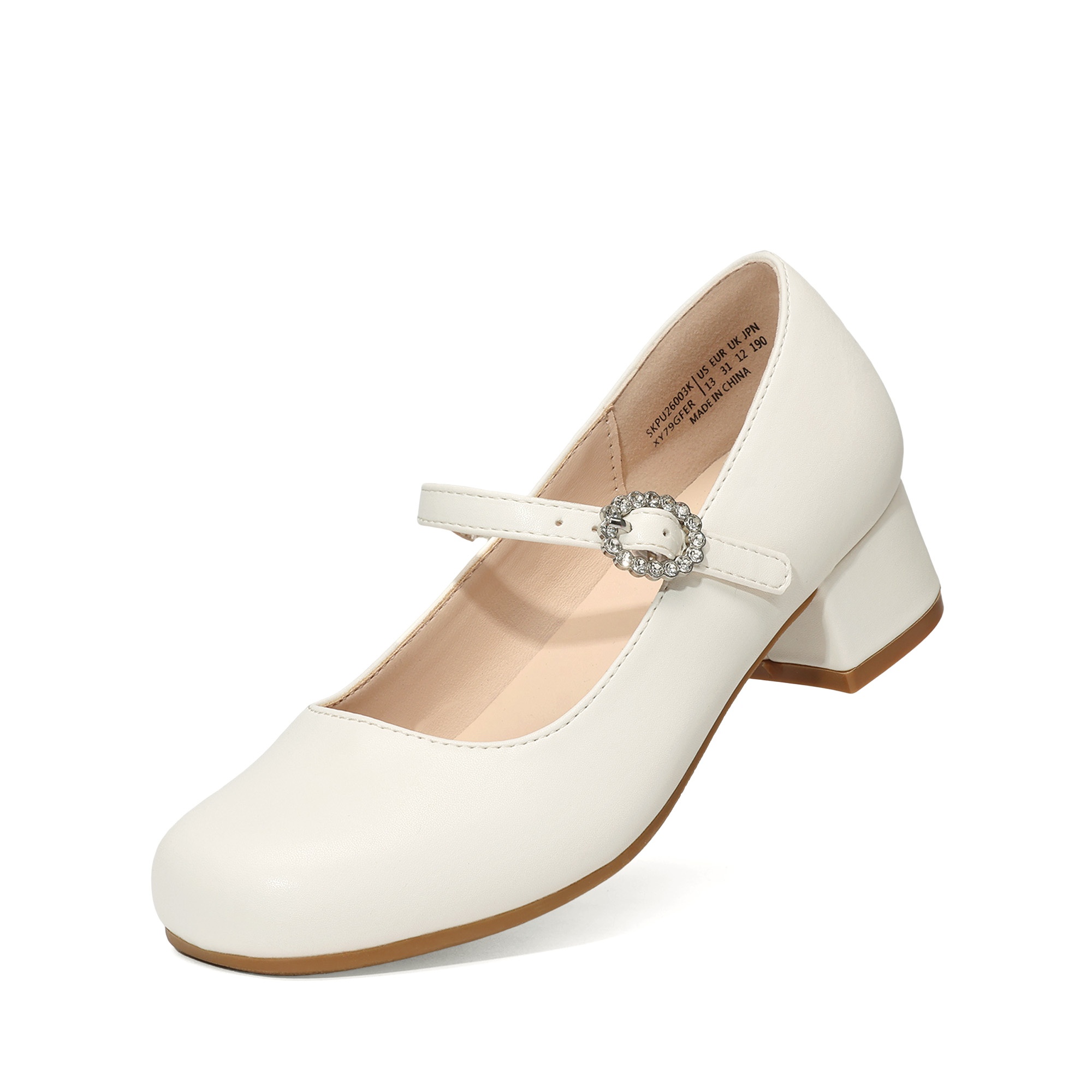 white dress shoes women Little Girls Leather Dress Shoe White Leather Scalloped Mary Jane main image 0